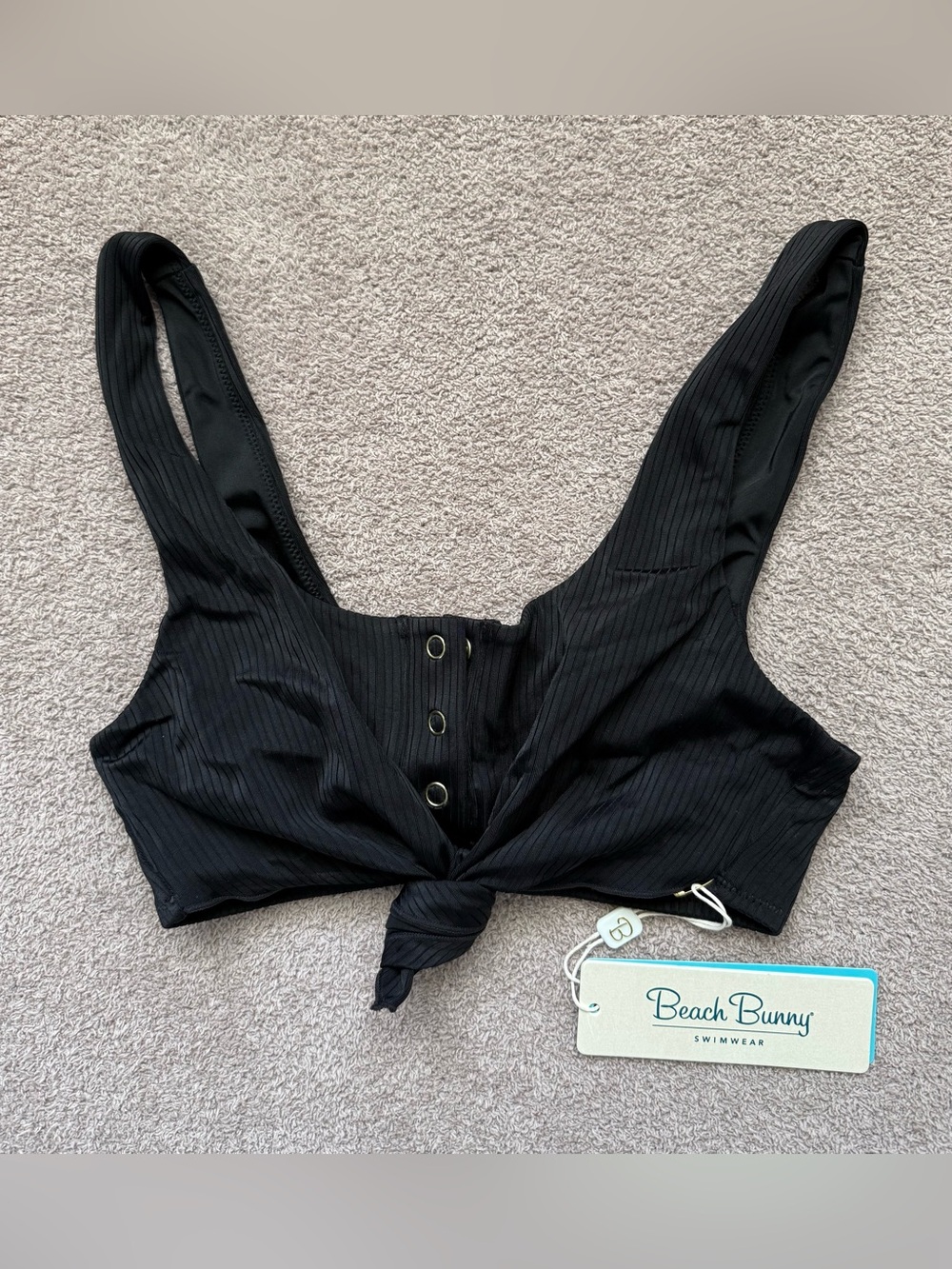 NEW - BEACH BUNNY - Sage Knot SwimTop - BLACK - Picture 2 of 7